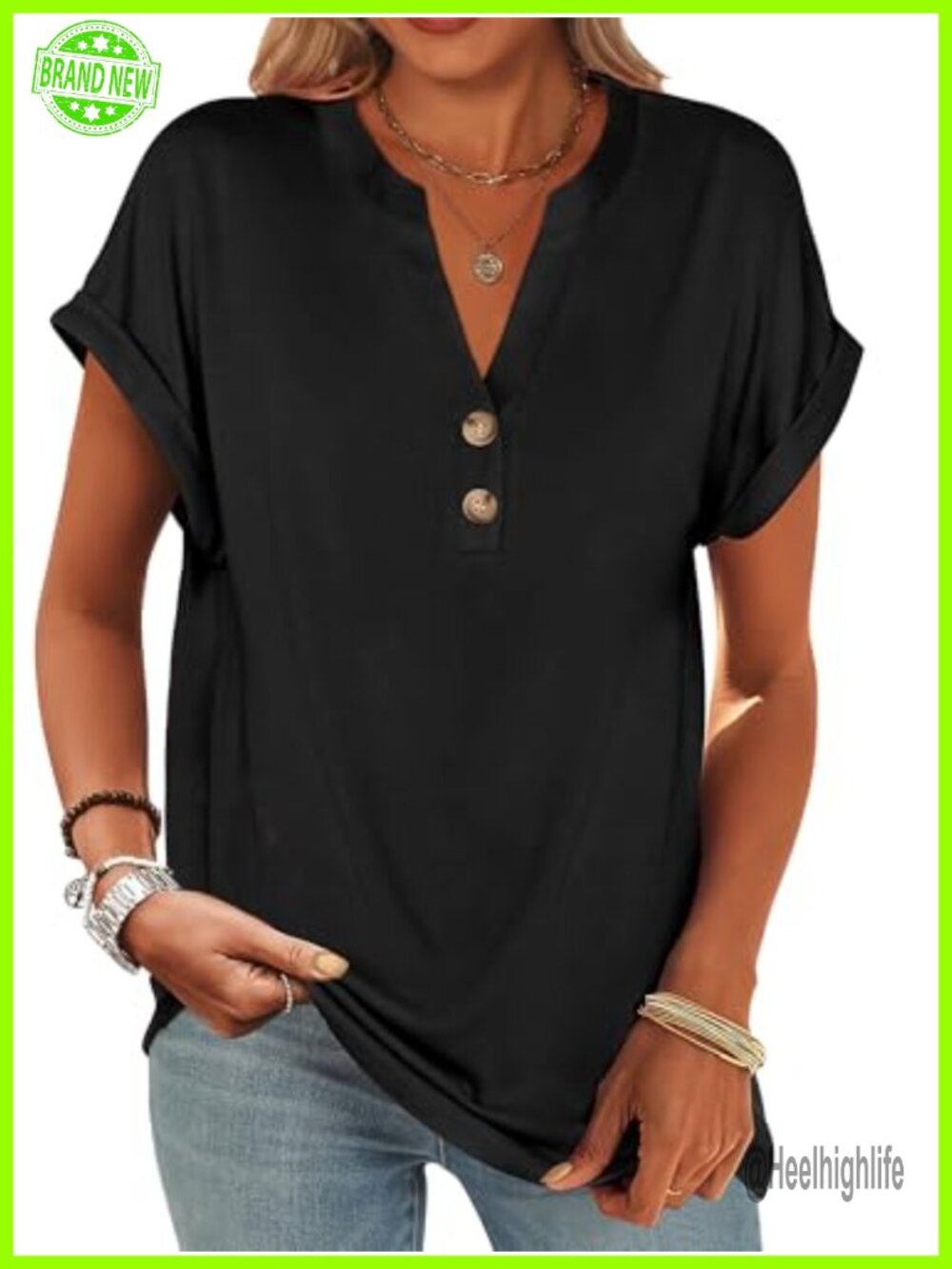 Womens Henley Tops Short Sleeve Loose Fit Tunic Tops Dressy Casual Blouse